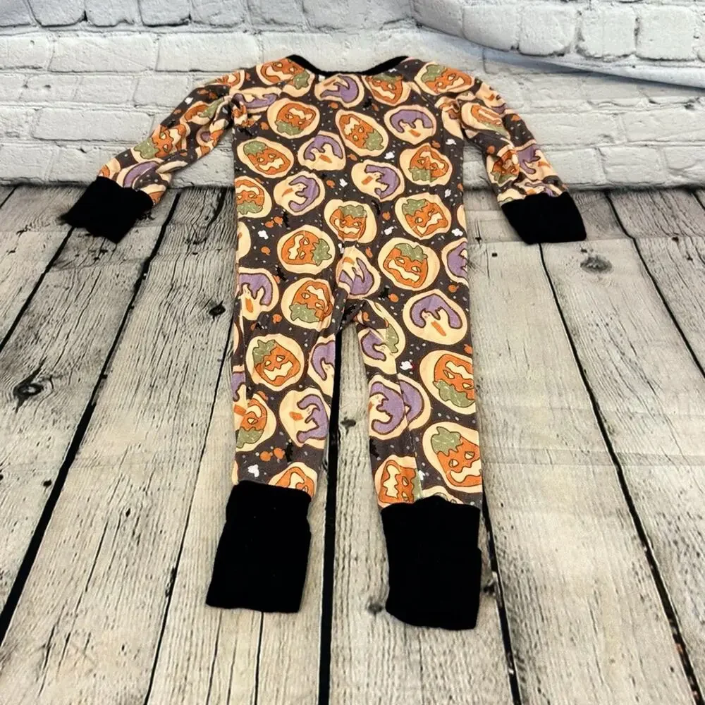 Little Phoenix Rising Co Halloween Cookie Pattern Bamboo Zippie Romper